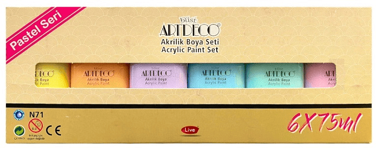ARTDECO AKRİLİK BOYA SETİ 6x75 ML PASTEL RENKLER Y-070I-AS2