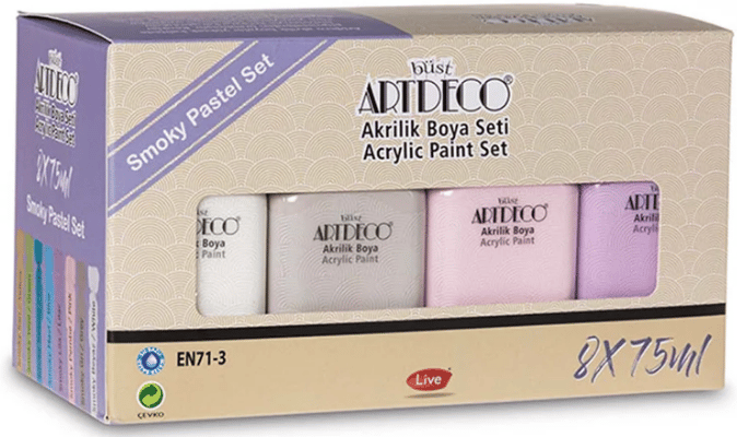 ARTDECO AKRİLİK BOYA SETİ 8x75 ML SMOKY PASTEL LV-Y-070I-AS15