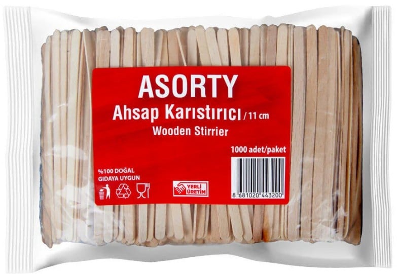 ASORTY KARIŞTIRICI 2033 AHŞAP 1000 Lİ POŞET 11 CM 10 LU 014750
