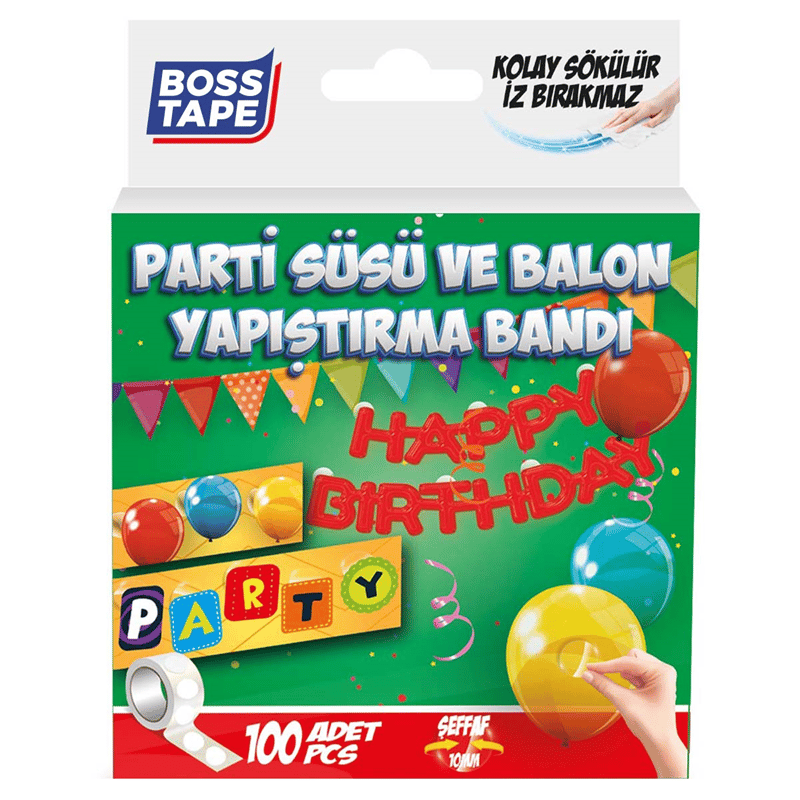BOSS TAPE ÖZEL BANT PARTİ SÜSÜ & BALON YAPIŞTIRMA BANDI 10 MM YUVARLAK BT-05017