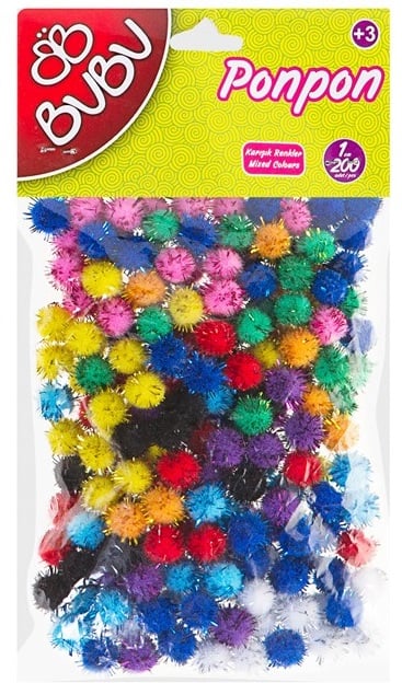 BU-BU PONPON SİMLİ 1CM 200LÜ KARMA BUBU00111