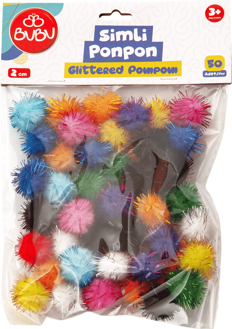 BU-BU PONPON SİMLİ 2CM 50'Lİ KARMA BUBU-PON005