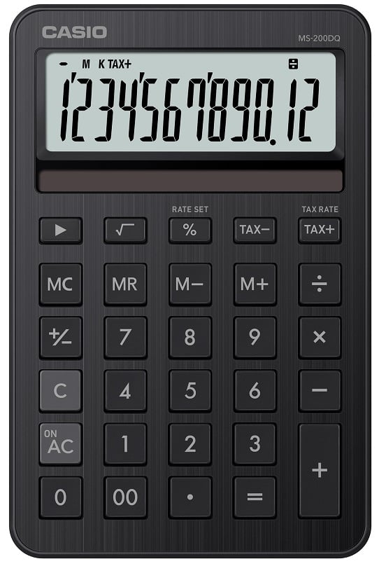 CASIO HESAP MAKİNESİ MASAÜSTÜ MS-200DQ-BK-W-DP