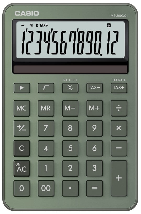 CASIO HESAP MAKİNESİ MASAÜSTÜ MS-200DQ-GN-W-DP
