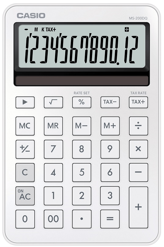 CASIO HESAP MAKİNESİ MASAÜSTÜ MS-200DQ-WE-W-DP