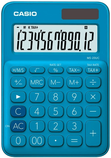 CASIO HESAP MAKİNESİ MASAÜSTÜ MS-20UC-BU 12 HANE