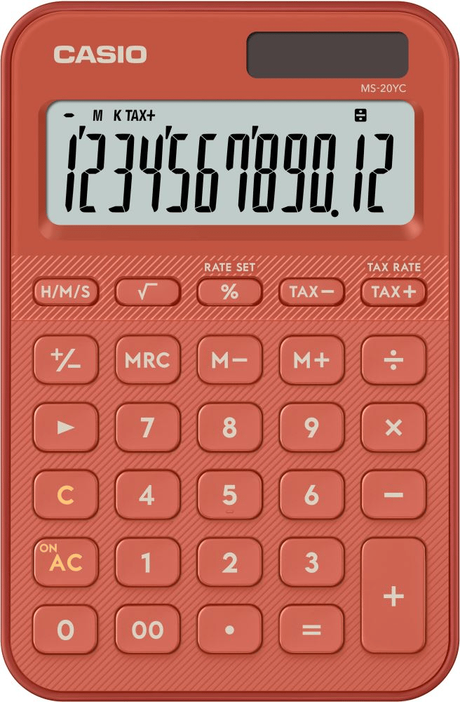 CASIO HESAP MAKİNESİ MASAÜSTÜ MS-20YC-RD-W-DP