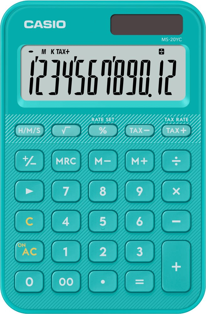 CASIO HESAP MAKİNESİ MASAÜSTÜ MS-20YC-TU-W-DP