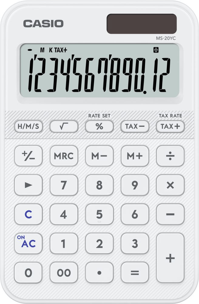 CASIO HESAP MAKİNESİ MASAÜSTÜ MS-20YC-WE-W-DP