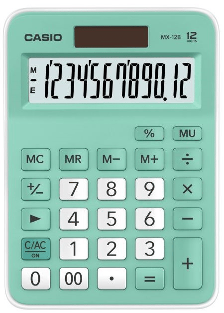 CASIO HESAP MAKİNESİ MASAÜSTÜ MX-12B-GN 12 HANE YEŞİL