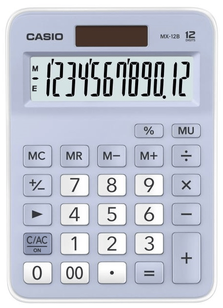 CASIO HESAP MAKİNESİ MASAÜSTÜ MX-12B-LB 12 HANE MAVİ