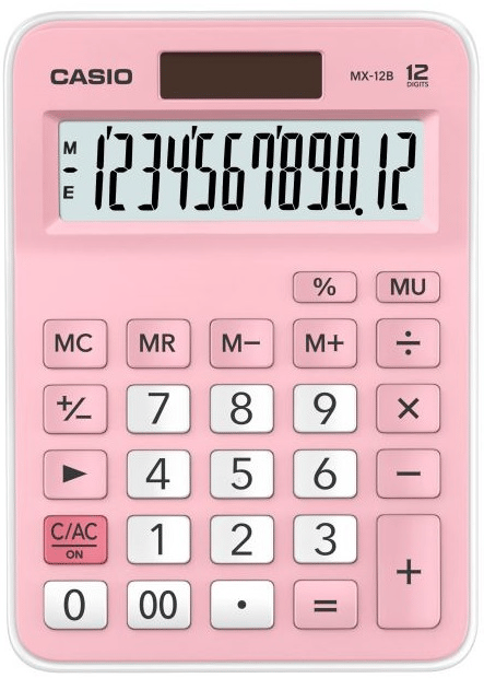 CASIO HESAP MAKİNESİ MASAÜSTÜ MX-12B-PK 12 HANE PEMBE