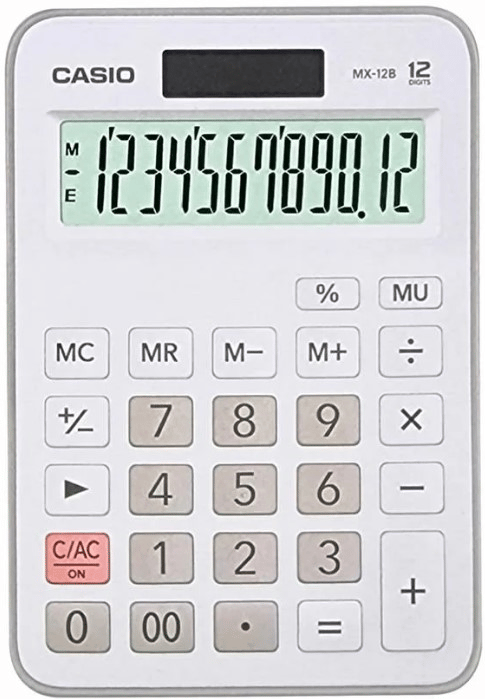 CASIO HESAP MAKİNESİ MASAÜSTÜ MX-12B-WE 12 HANE BEYAZ