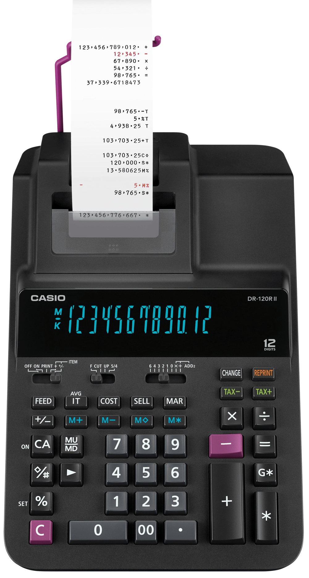 CASIO HESAP MAKİNESİ ŞERİTLİ DR-120RII-BK 12 HANE