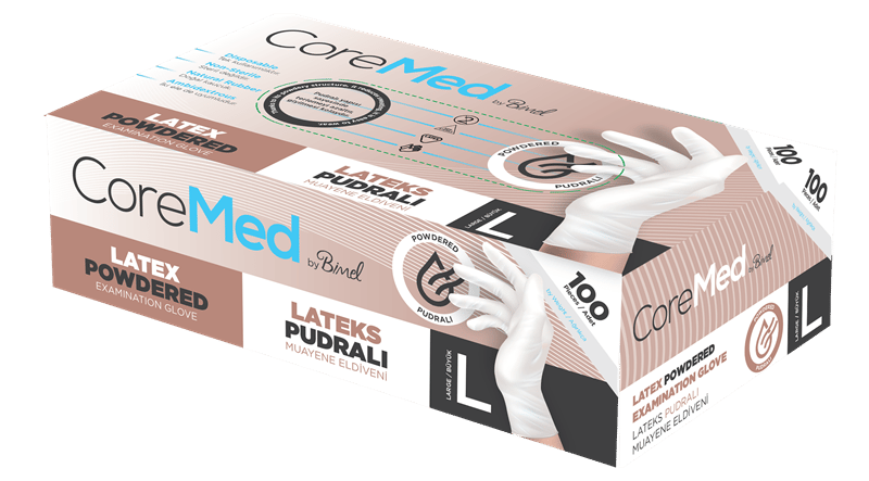 COREMED MUAYENE ELDİVENİ LATEKS PUDRALI TG 100 ADET (L)