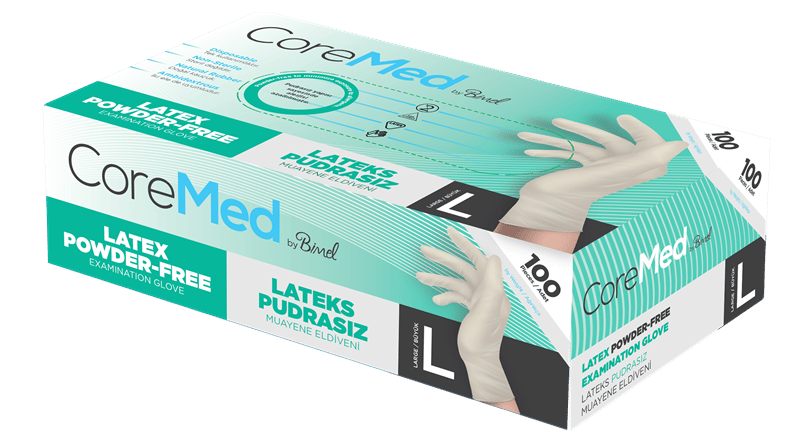 COREMED MUAYENE ELDİVENİ LATEKS PUDRASIZ TG 100 ADET (L)