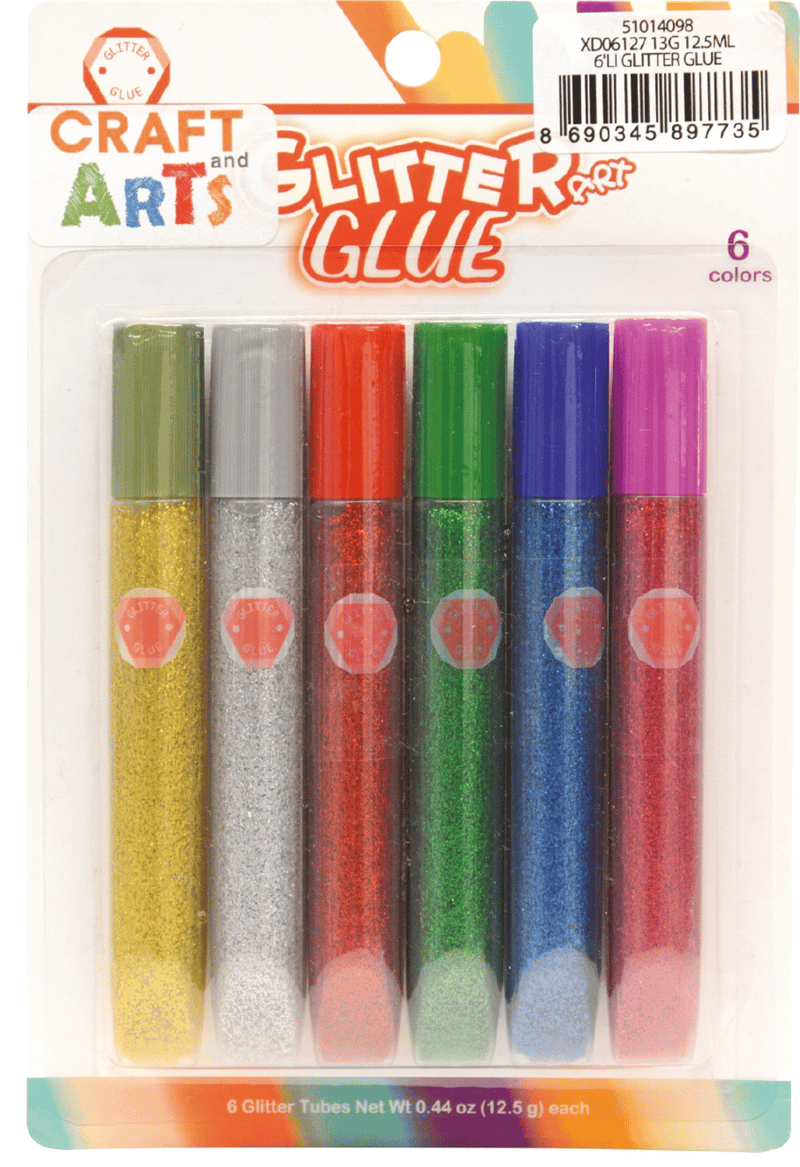 CRAFT AND ARTS YAPIŞTIRICI SİMLİ GLITTER GLUE 12.5 ML 6 LI XD06127