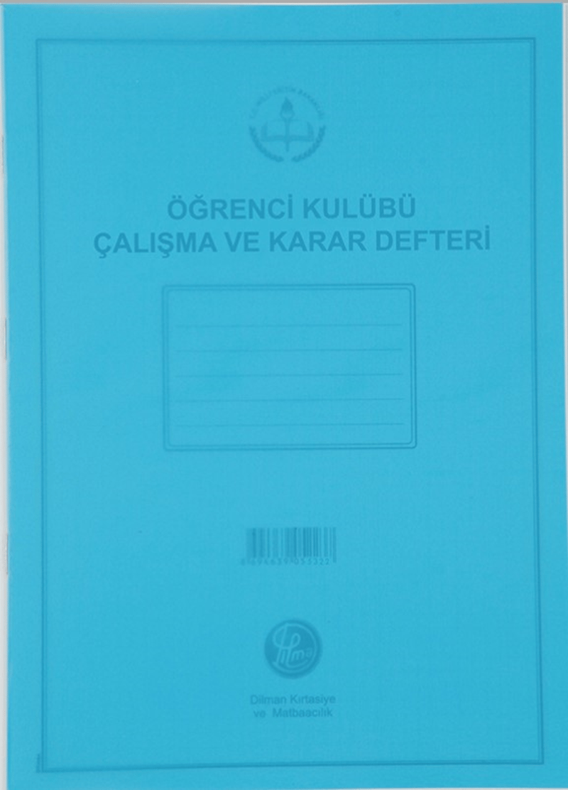 DİLMAN ÖĞRENCİ KULUBÜ ÇALIŞMA VE KARAR DEFTERİ PP KAPAK 20x28 16 YP 5322