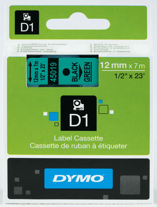 DYMO ŞERİT D1 12MM x 7MT YEŞİL/SİYAH 720590 45019