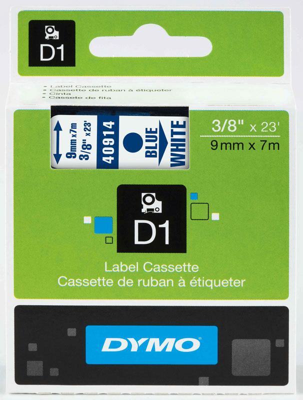DYMO ŞERİT D1 9MM x 7MT BEYAZ/MAVİ 720690 40914