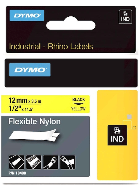 DYMO ŞERİT RHİNOPRO 12MM x 3.5MT SARI/SİYAH 18490