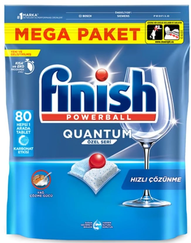 FINISH BULAŞIK MAKİNESİ DETERJANI TABLET POWERBALL QUANTUM 80 Lİ