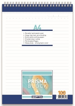 GIPTA BLOKNOT PRISMA A5 SPİRALLİ KARTON KAPAK 100 YP. KARELİ 1380