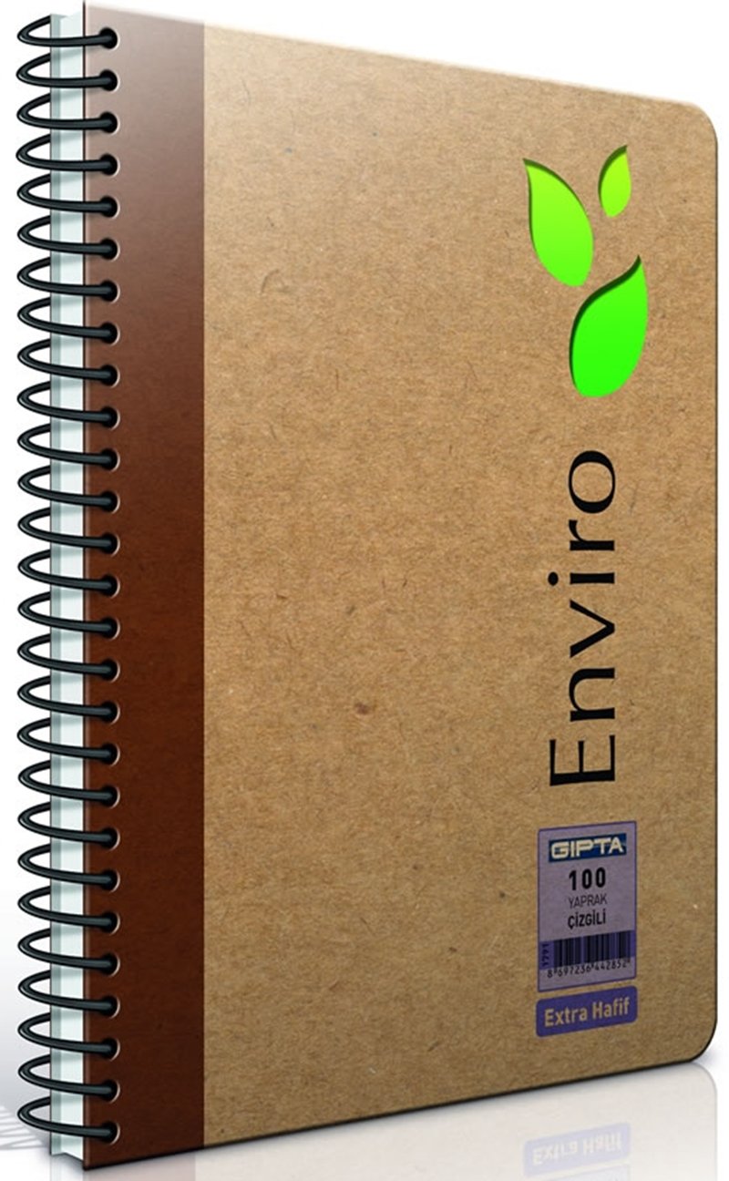GIPTA DEFTER ENVIRO 17x24 SPİRALLİ KRAFT SERT KAPAK 100 YP. ÇİZGİLİ 1793