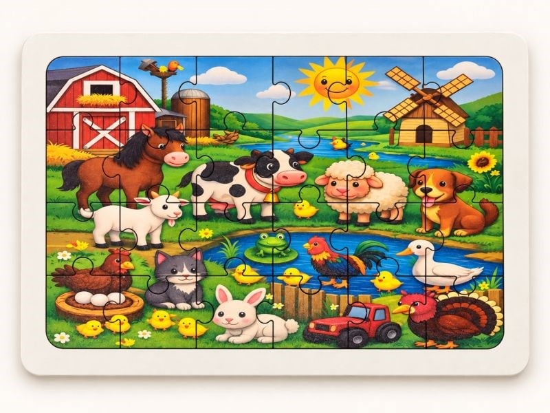 Hayvan Çiftliği - 24 Parça Ahşap Puzzle