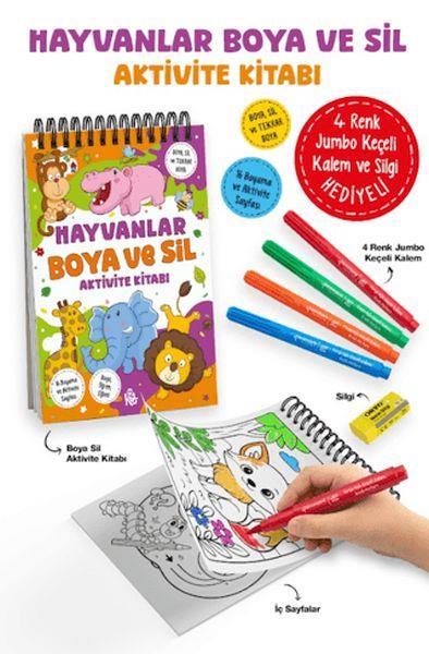 Hayvanlar - Boya ve Sil Aktivite Kitabı / 3 Yaş +