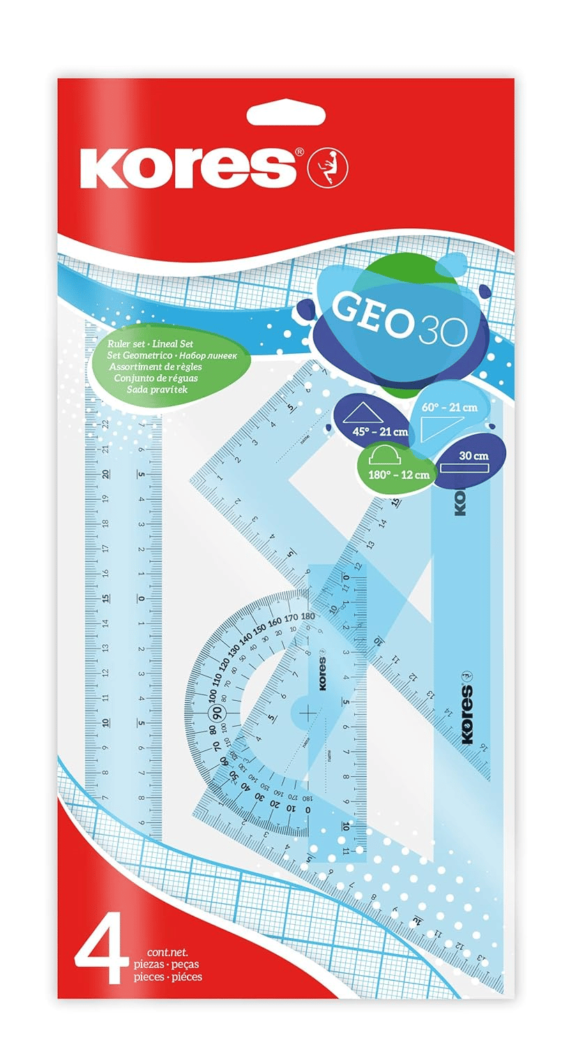 KORES CETVEL SETİ 30CM ŞEFFAF 4LÜ 1 AD PS 42104