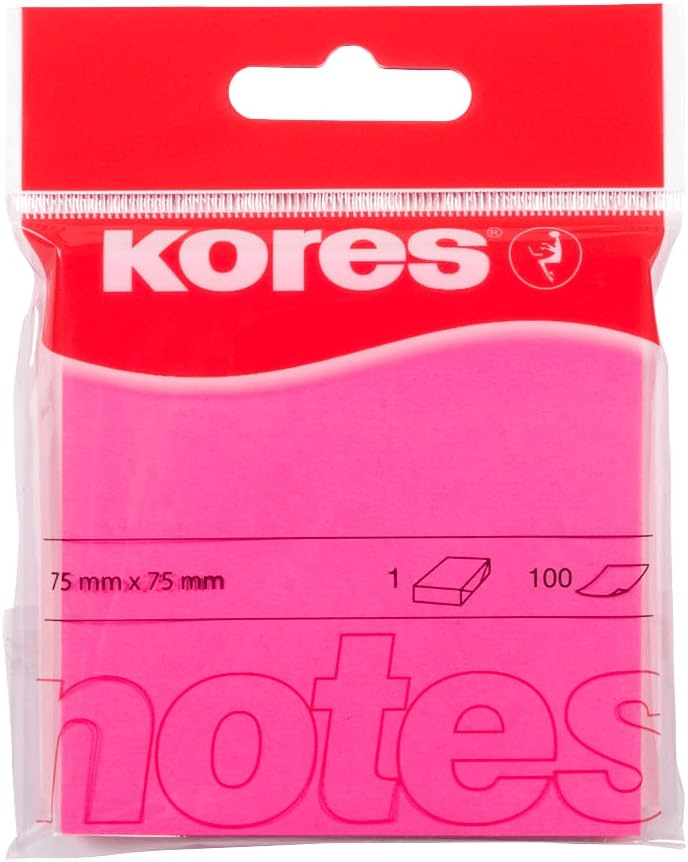 KORES YAPIŞKANLI NOT KAĞ 75X75MM NEON PEMBE 100YP 47075