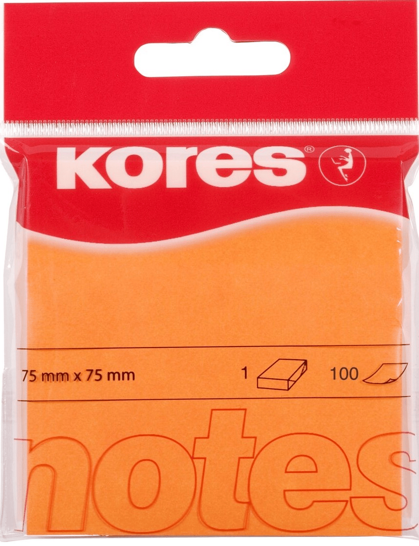 KORES YAPIŞKANLI NOT KAĞ 75X75MM NEON TURUNCU 100YP 47074