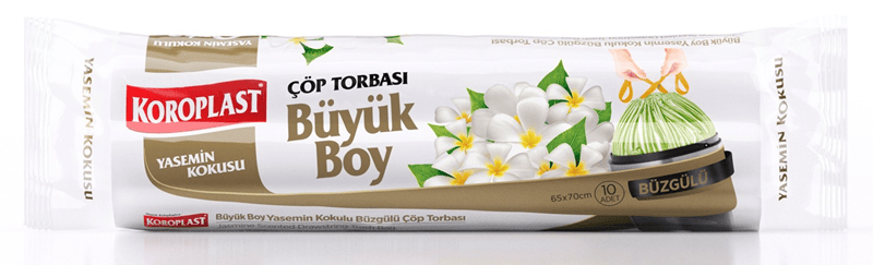 KOROPLAST ÇÖP TORBASI BÜYÜK 65x70 BÜZGÜLÜ YASEMİN KOKULU 10 LU ST01600163