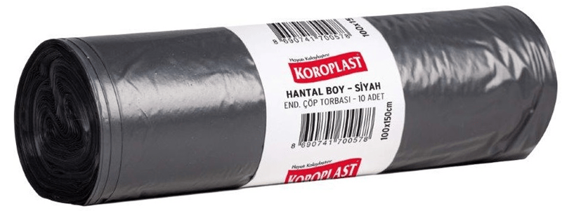 KOROPLAST ÇÖP TORBASI ENDÜSTRİYEL HANTAL SİYAH 100x150 1000 GR 10 LU 71 MİC. ST01500290