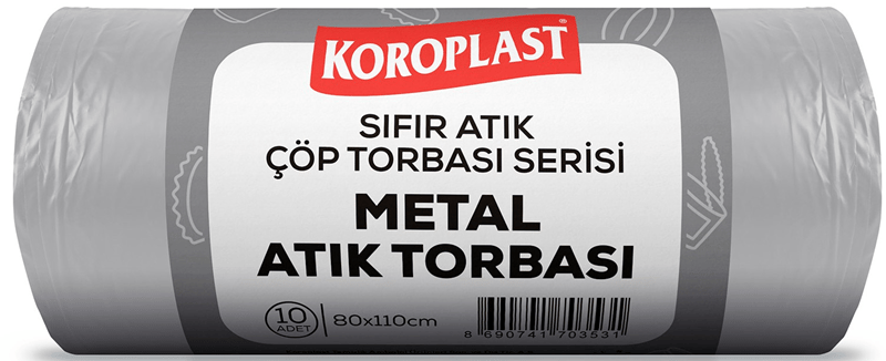 KOROPLAST ÇÖP TORBASI SIFIR ATIK METAL ATIKLARI AÇIK GRİ JUMBO 80x110 650 GR 10 LU 40 MİC. ST01500534