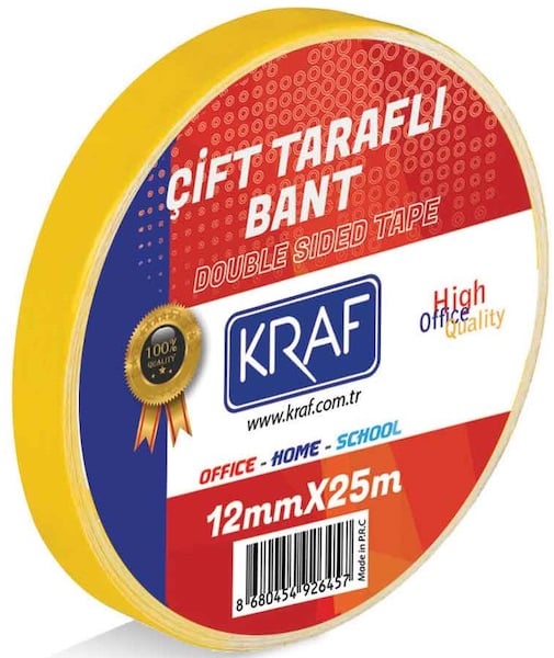 KRAF ÇİFT TARAFLI BANT 12mm x 25m 2512G