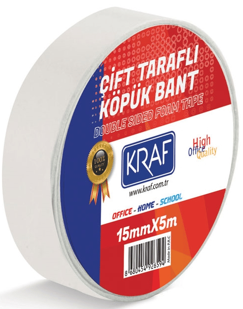 KRAF ÇİFT TARAFLI KÖPÜK BANT 15mm x 5m 5015G