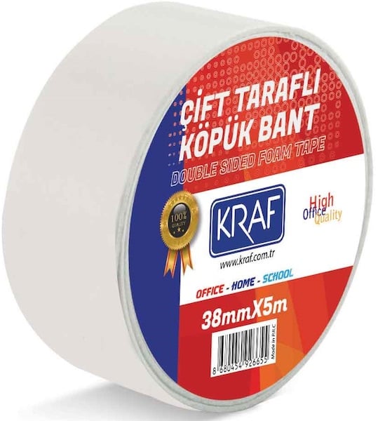 KRAF ÇİFT TARAFLI KÖPÜK BANT 38mm x 5m 5038G
