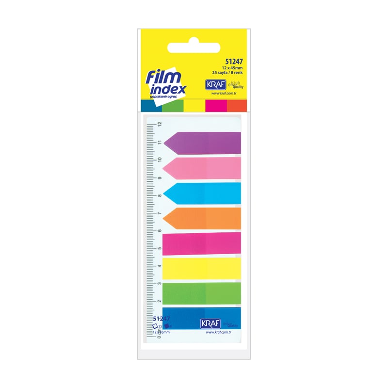 KRAF INDEX FILM (PP) 12x45MM BAYRAK & OK  8 RENK X 25 YP   51247