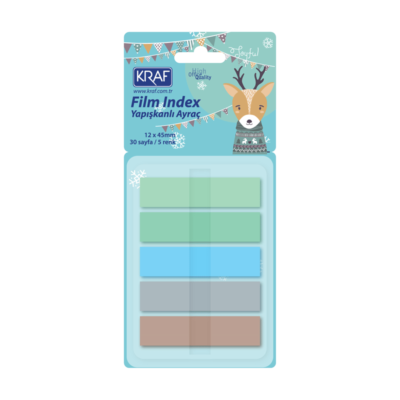 KRAF INDEX FILM (PP) 12x45MM POP-UP 5 RENK X 30 YP PASTEL 51248-1