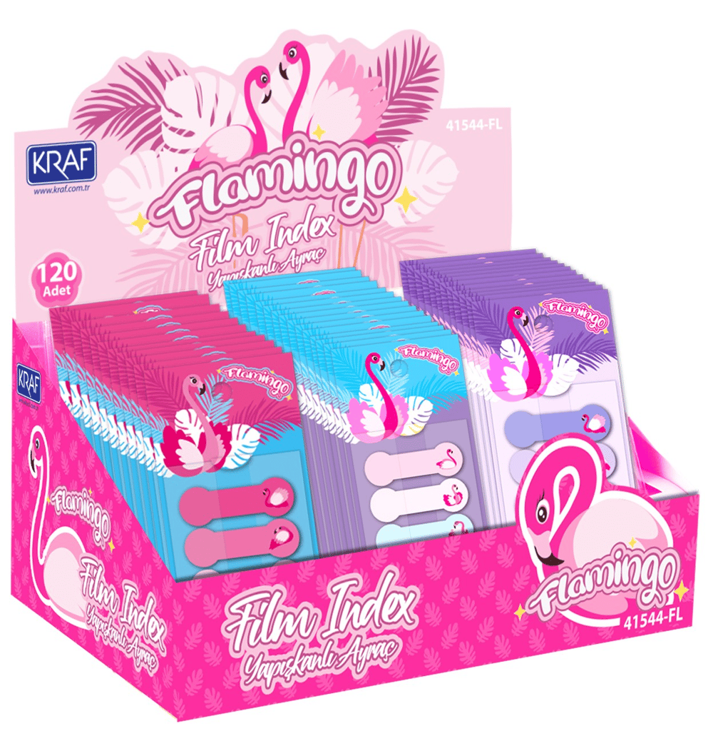 KRAF INDEX FILM (PP) 15x44MM POP-UP 4 LÜ x 20 YP DESENLİ FLAMINGO 41544FL