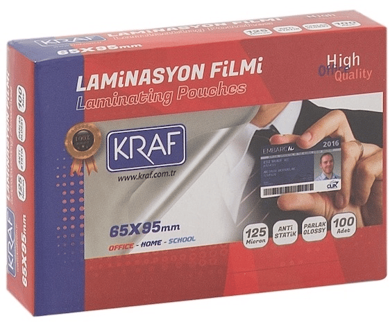 KRAF LAMİNASYON FİLMİ  65x95 MM 125 Mic. 100 LÜ 2126