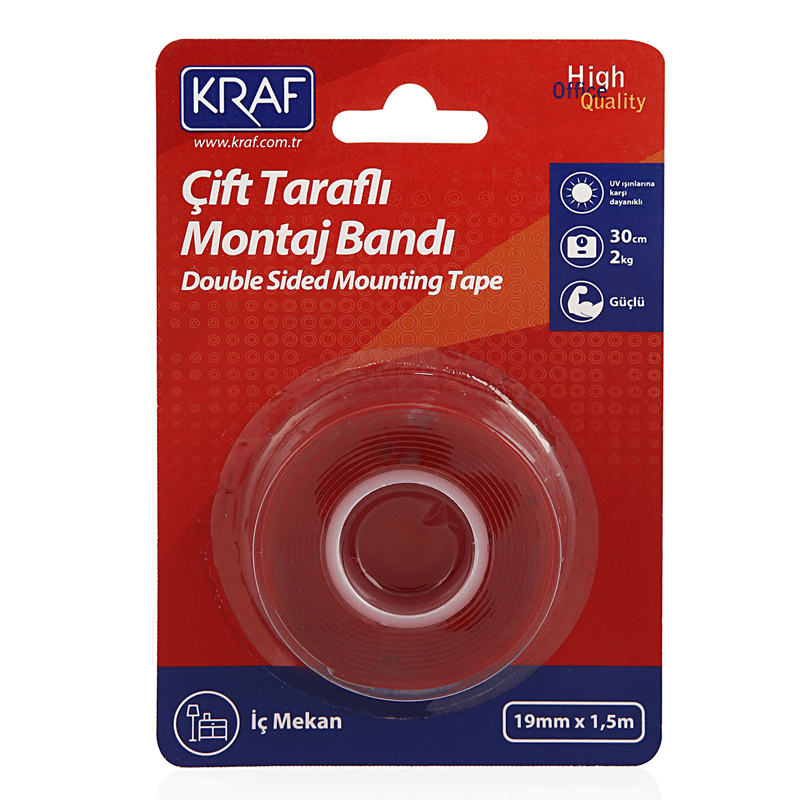 KRAF MONTAJ BANDI 2530G ÇİFT TARAFLI İÇ MEKAN 19mm x 1,5m