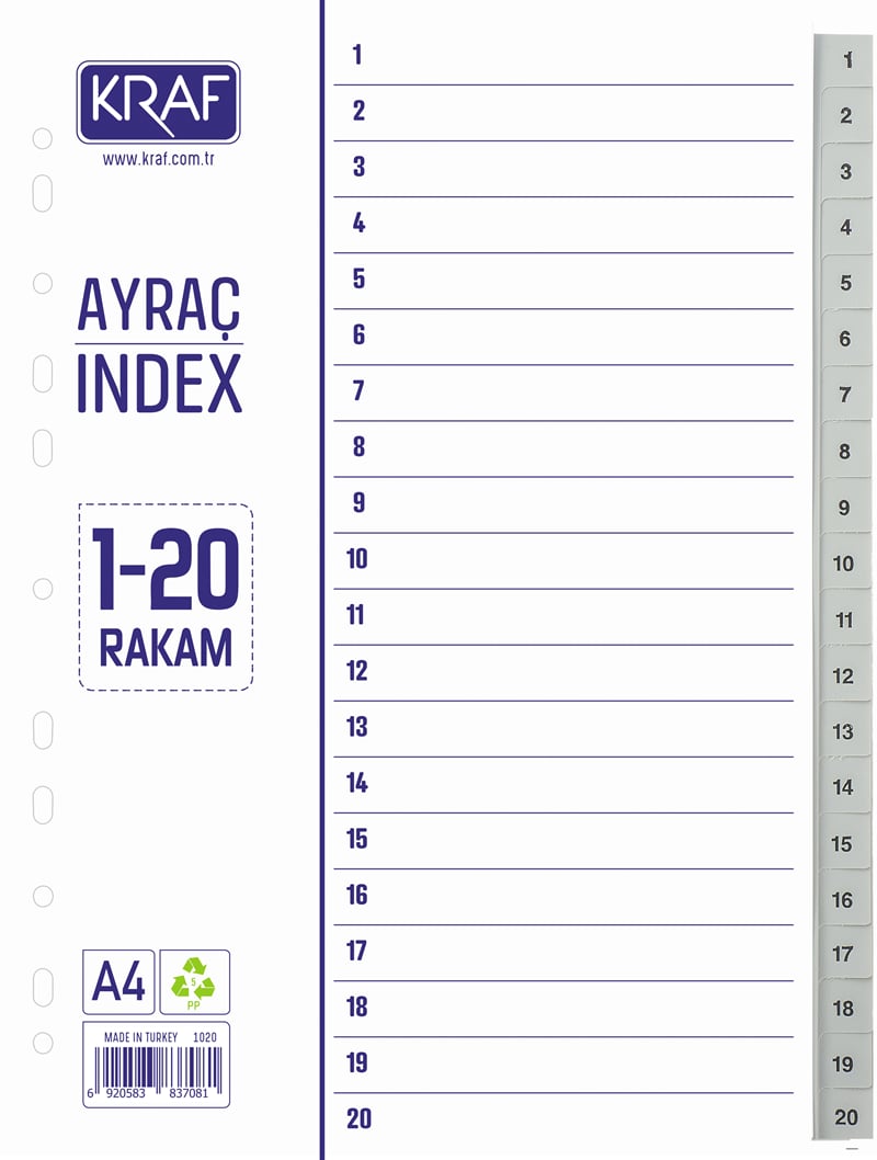 KRAF SEPERATÖR 1020 1-20 RAKAM