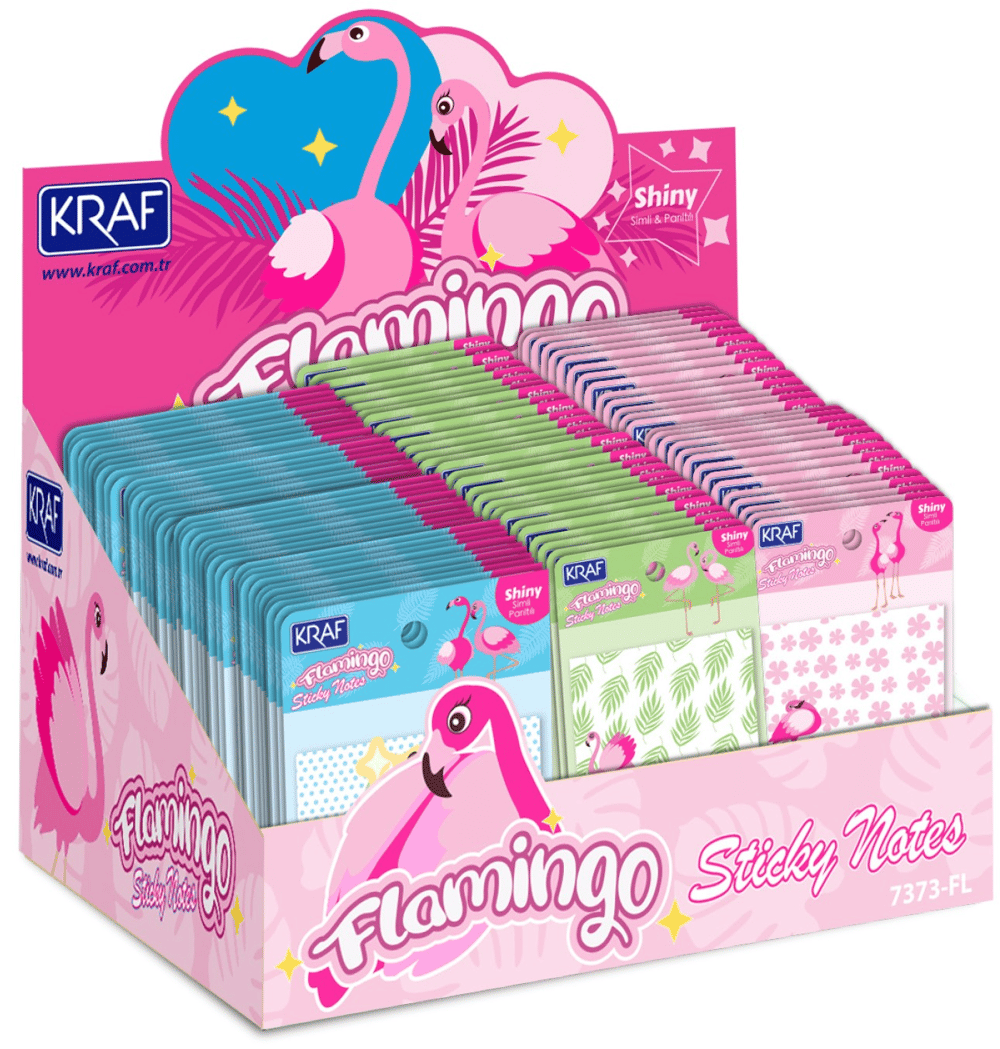 KRAF YAPIŞKANLI NOT KAĞIDI 73x73 FLAMINGO 50 YP SİMLİ - PARILTILI 7373FL