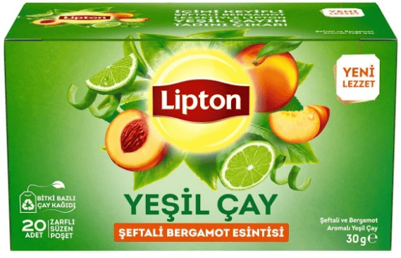 LİPTON BİTKİ ÇAYI YEŞİL ÇAY ŞEFTALİ BERGAMOT 20 Lİ 802898