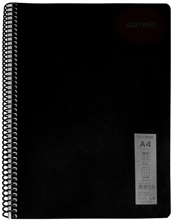 MYNOTE DEFTER FLEX NEO PP KAPAK SPİRALLİ A4 60 YP KARELİ MFXNE-A460-K