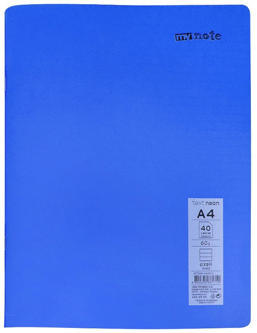 MYNOTE DEFTER TEXT NEO PP KAPAK DİKİŞLİ A4 40 YP KARELİ MTXNE-A440-K