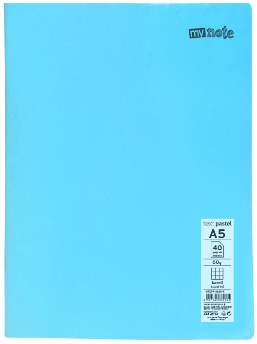 MYNOTE DEFTER TEXT PASTEL PP KAPAK DİKİŞLİ A5 40 YP ÇİZGİLİ MTXPA-A540-Ç